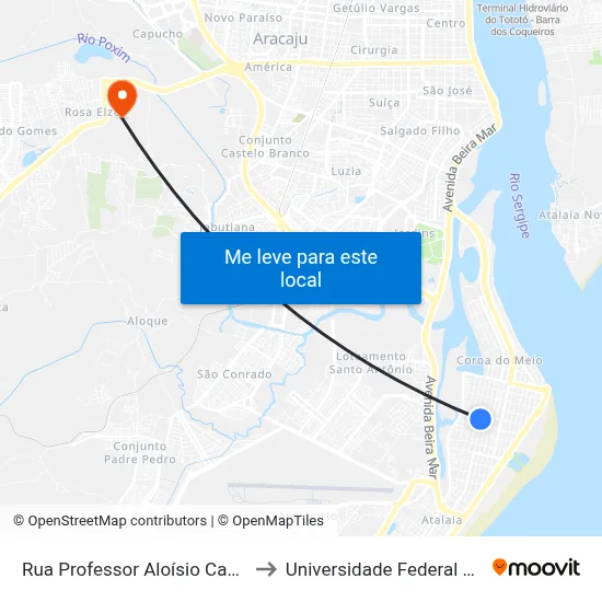 Rua Professor Aloísio Campos, 1061 to Universidade Federal De Sergipe map