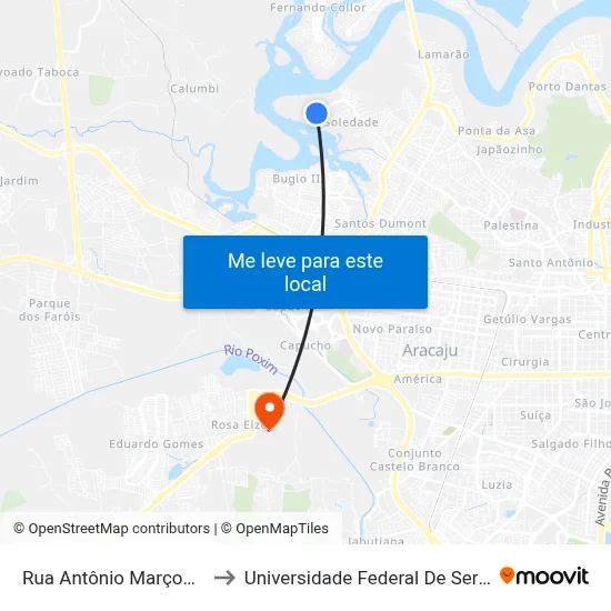 Rua Antônio Marços, 31 to Universidade Federal De Sergipe map