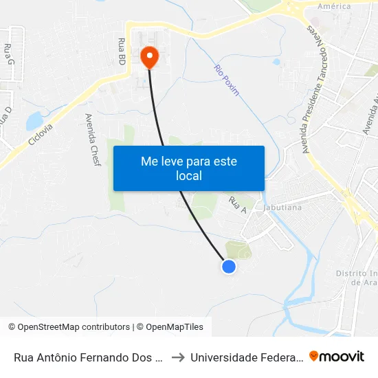 Rua Antônio Fernando Dos Reis Ribeiro 189 to Universidade Federal De Sergipe map