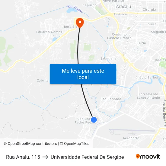Rua Analu, 115 to Universidade Federal De Sergipe map