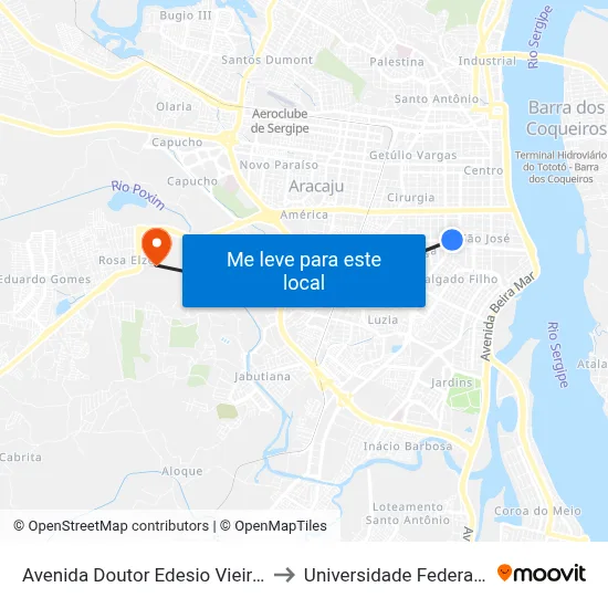 Avenida Doutor Edesio Vieira De Melo, 183 to Universidade Federal De Sergipe map