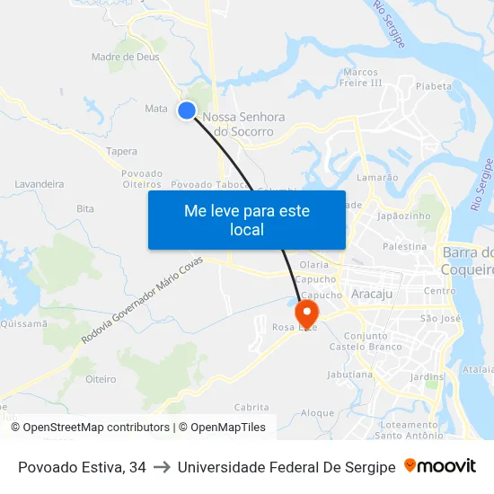 Povoado Estiva, 34 to Universidade Federal De Sergipe map