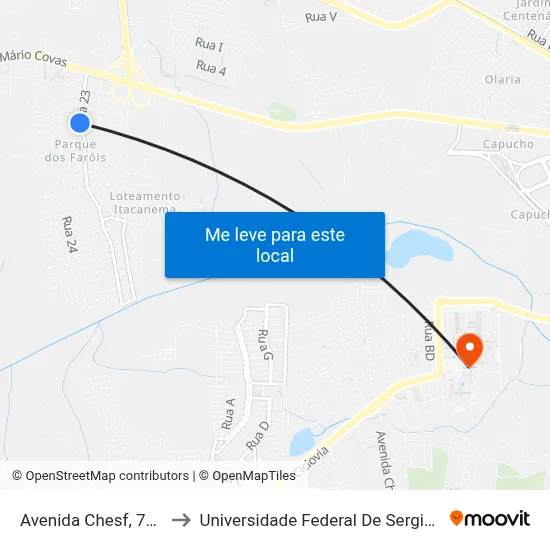 Avenida Chesf, 768 to Universidade Federal De Sergipe map