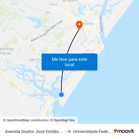 Avenida Doutor José Emídio Do Nascimento, 250 to Universidade Federal De Sergipe map