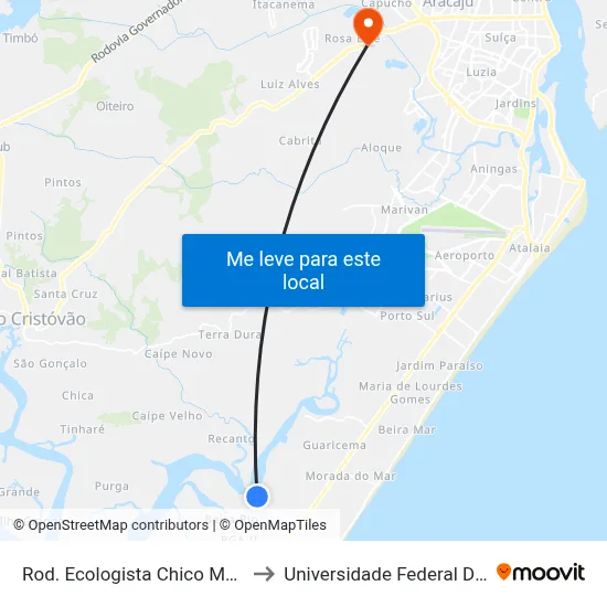 Rod. Ecologista Chico Mendes, 430 to Universidade Federal De Sergipe map