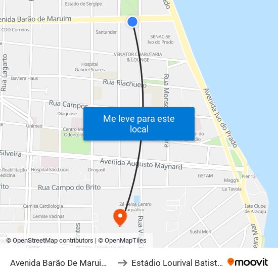 Avenida Barão De Maruim, 193 - Bmr01 to Estádio Lourival Batista ( Batistão) map