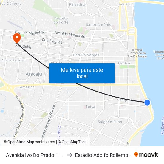 Avenida Ivo Do Prado, 1130 to Estádio Adolfo Rollemberg map