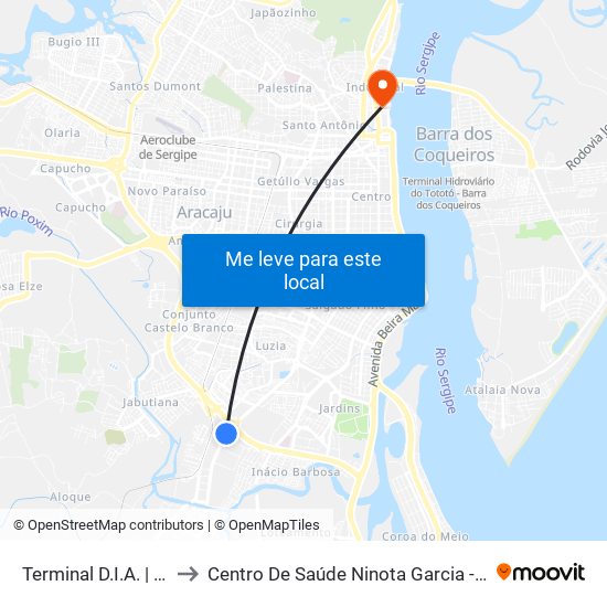 Terminal D.I.A. | Desembarque to Centro De Saúde Ninota Garcia - Universidade Tiradentes map