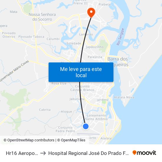 Hr16 Aeroporto to Hospital Regional José Do Prado Franco map