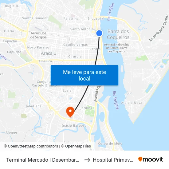 Terminal Mercado | Desembarque to Hospital Primavera map