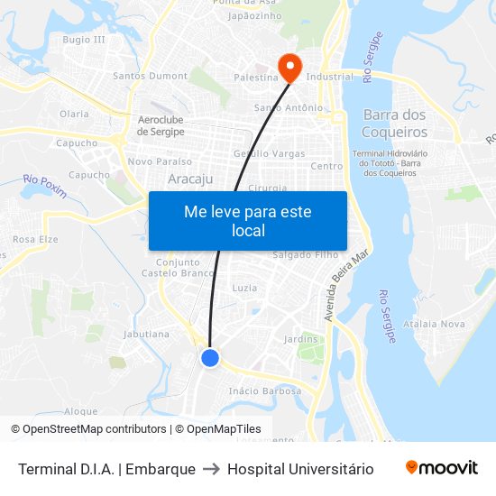 Terminal D.I.A. | Embarque to Hospital Universitário map