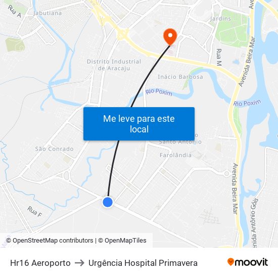 Hr16 Aeroporto to Urgência Hospital Primavera map
