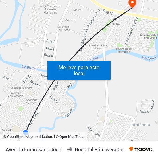 Avenida Empresário José Carlos Da Silva to Hospital Primavera Centro Cirúrgico map