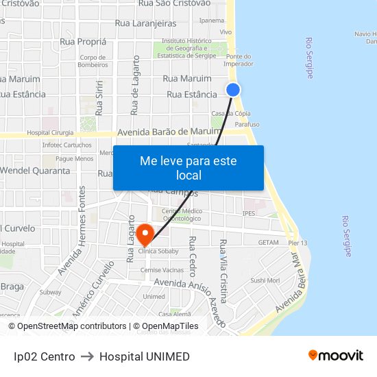 Ip02 Centro to Hospital UNIMED map