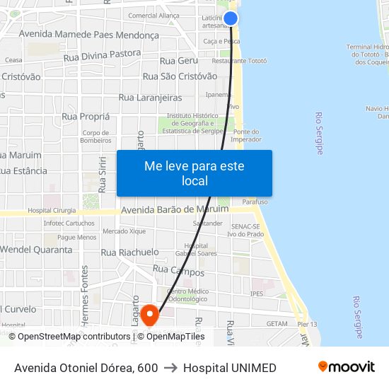 Avenida Otoniel Dórea, 600 to Hospital UNIMED map