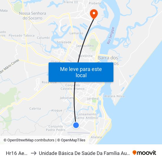 Hr16 Aeroporto to Unidade Básica De Saúde Da Família Augusto César Leite Franco map