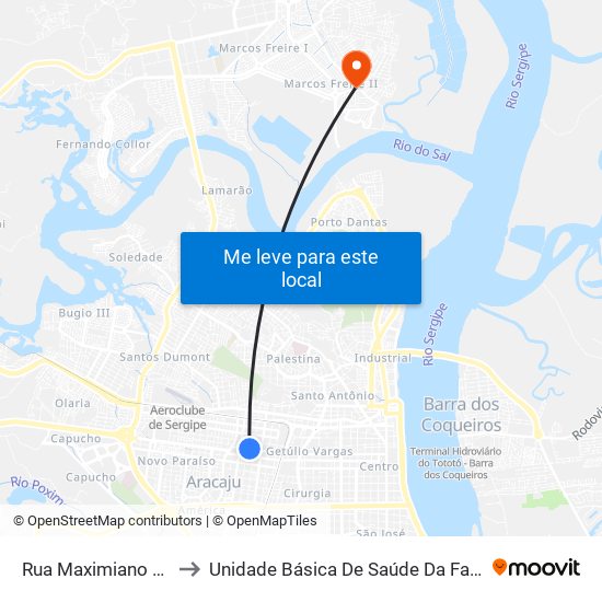 Rua Maximiano Geraldo De Oliveira to Unidade Básica De Saúde Da Família Augusto César Leite Franco map