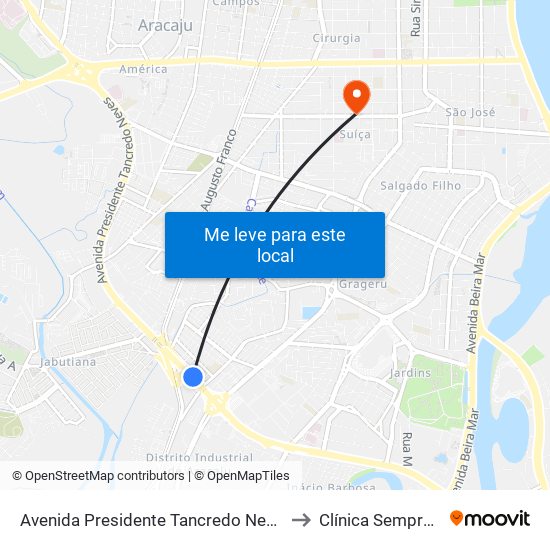 Avenida Presidente Tancredo Neves, 2700 to Clínica Sempre Viva map