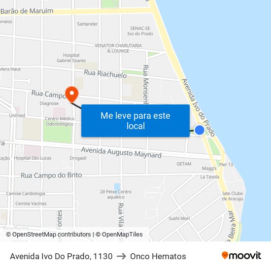 Avenida Ivo Do Prado, 1130 to Onco Hematos map