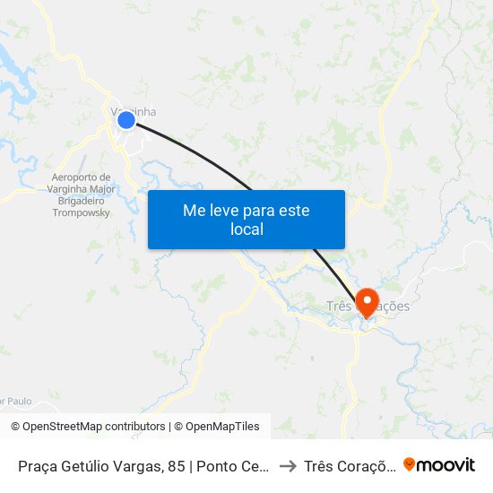 Praça Getúlio Vargas, 85 | Ponto Central to Três Corações map