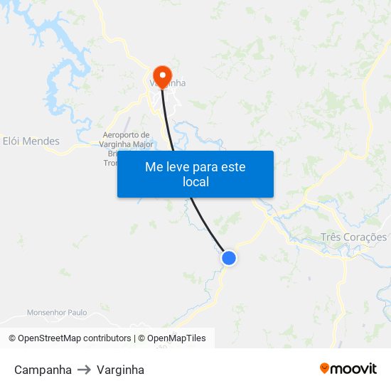 Campanha to Varginha map