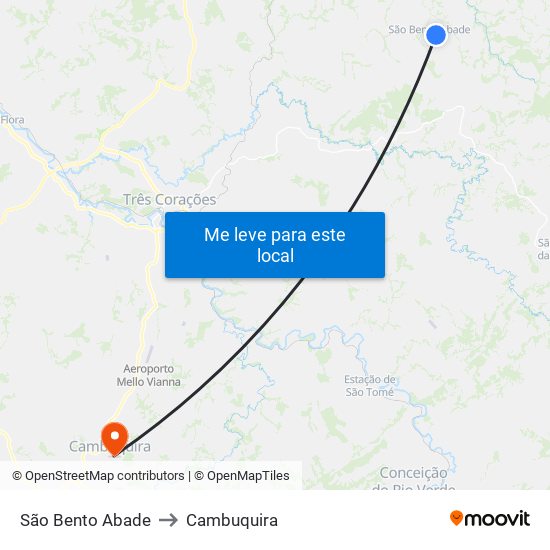 São Bento Abade to Cambuquira map