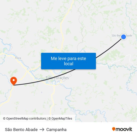 São Bento Abade to Campanha map