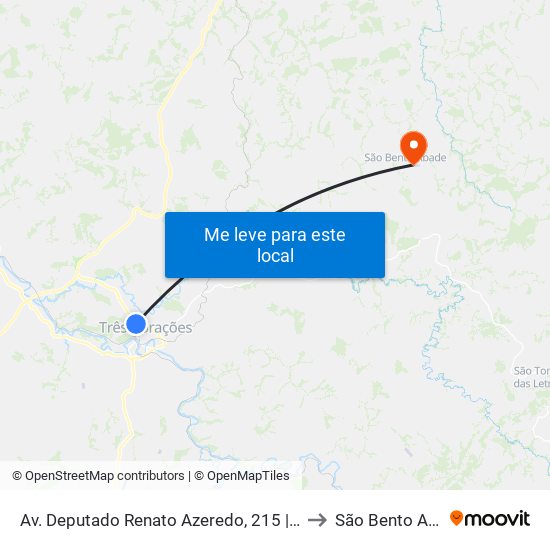 Av. Deputado Renato Azeredo, 215 | Alto Peró to São Bento Abade map