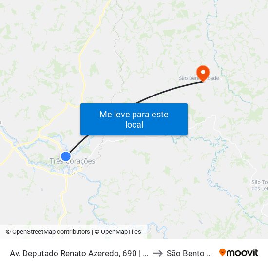 Av. Deputado Renato Azeredo, 690 | Polícia Militar to São Bento Abade map