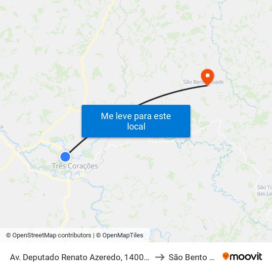 Av. Deputado Renato Azeredo, 1400 | Polícia Civil to São Bento Abade map