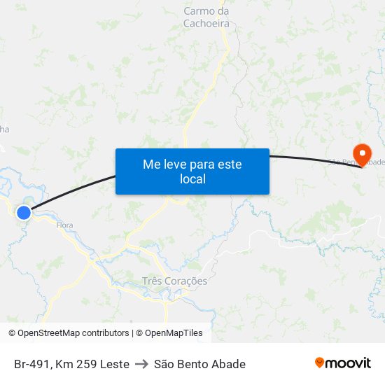 Br-491, Km 259 Leste to São Bento Abade map