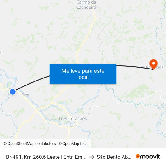 Br-491, Km 260,6 Leste | Entr. Em-490 to São Bento Abade map
