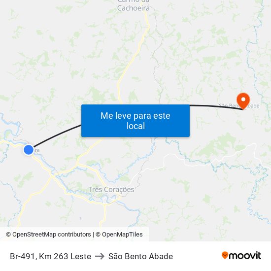 Br-491, Km 263 Leste to São Bento Abade map