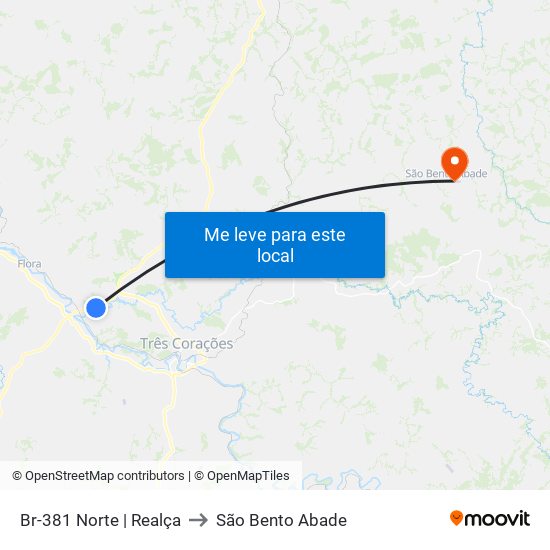 Br-381 Norte | Realça to São Bento Abade map