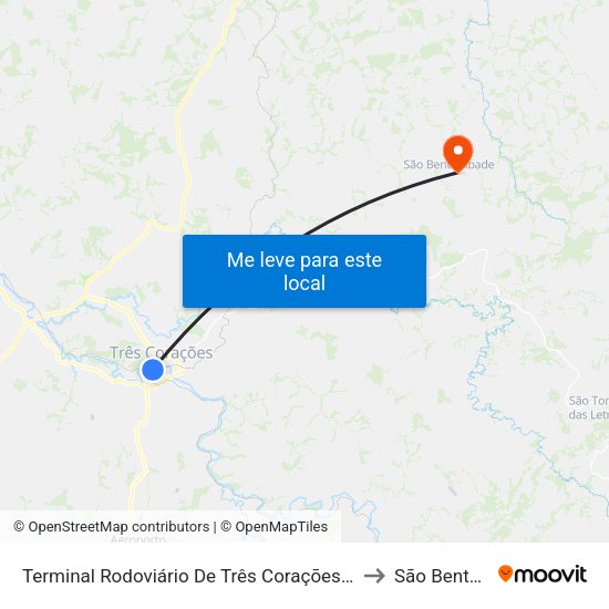 Terminal Rodoviário De Três Corações | Demais Plataformas to São Bento Abade map