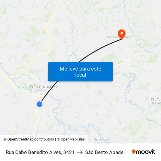 Rua Cabo Benedito Alves, 3421 to São Bento Abade map