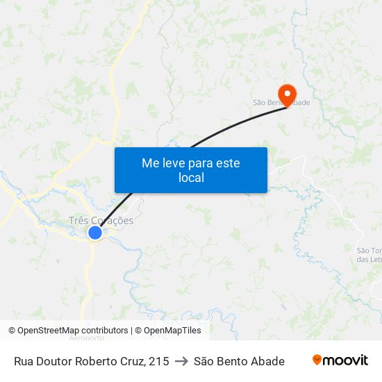 Rua Doutor Roberto Cruz, 215 to São Bento Abade map