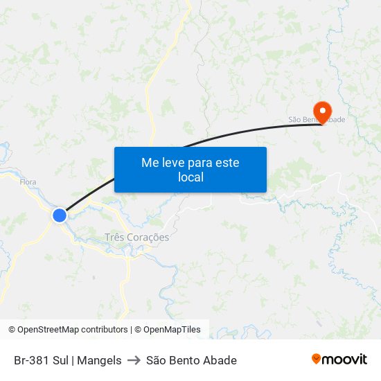 Br-381 Sul | Mangels to São Bento Abade map