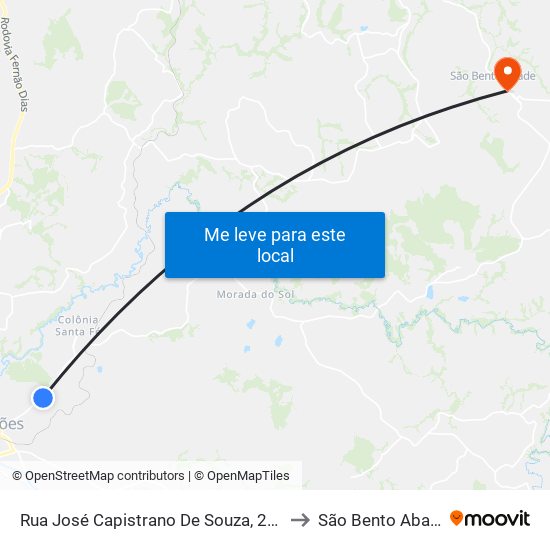 Rua José Capistrano De Souza, 2300 to São Bento Abade map