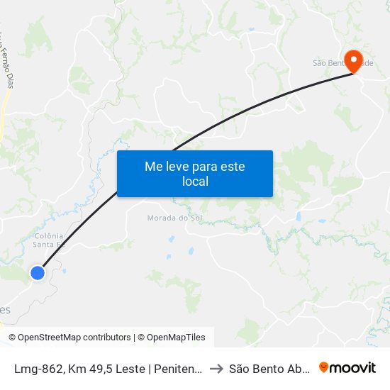Lmg-862, Km 49,5 Leste | Penitenciária to São Bento Abade map