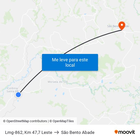 Lmg-862, Km 47,7 Leste to São Bento Abade map