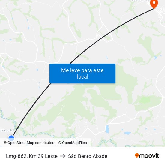 Lmg-862, Km 39 Leste to São Bento Abade map