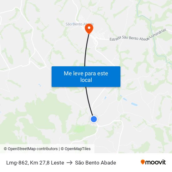 Lmg-862, Km 27,8 Leste to São Bento Abade map
