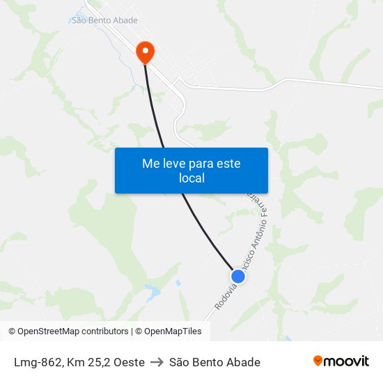 Lmg-862, Km 25,2 Oeste to São Bento Abade map