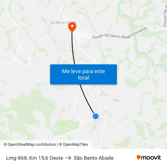 Lmg-868, Km 15,6 Oeste to São Bento Abade map