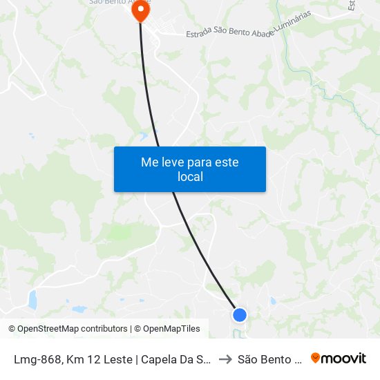 Lmg-868, Km 12 Leste | Capela Da Sagrada Família to São Bento Abade map