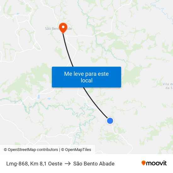 Lmg-868, Km 8,1 Oeste to São Bento Abade map