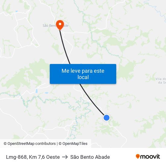 Lmg-868, Km 7,6 Oeste to São Bento Abade map