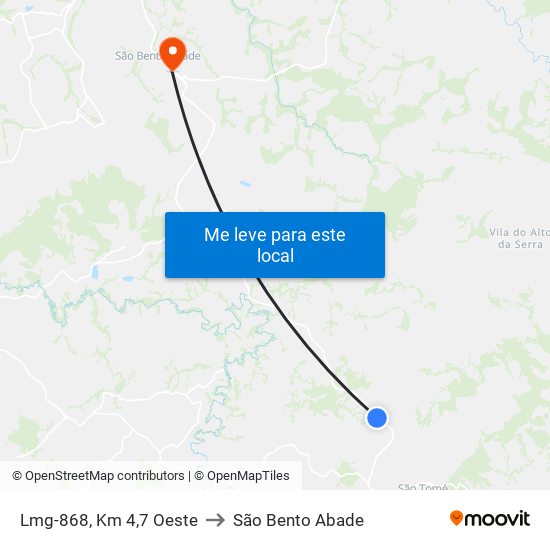 Lmg-868, Km 4,7 Oeste to São Bento Abade map