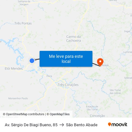 Av. Sérgio De Biagi Bueno, 85 to São Bento Abade map